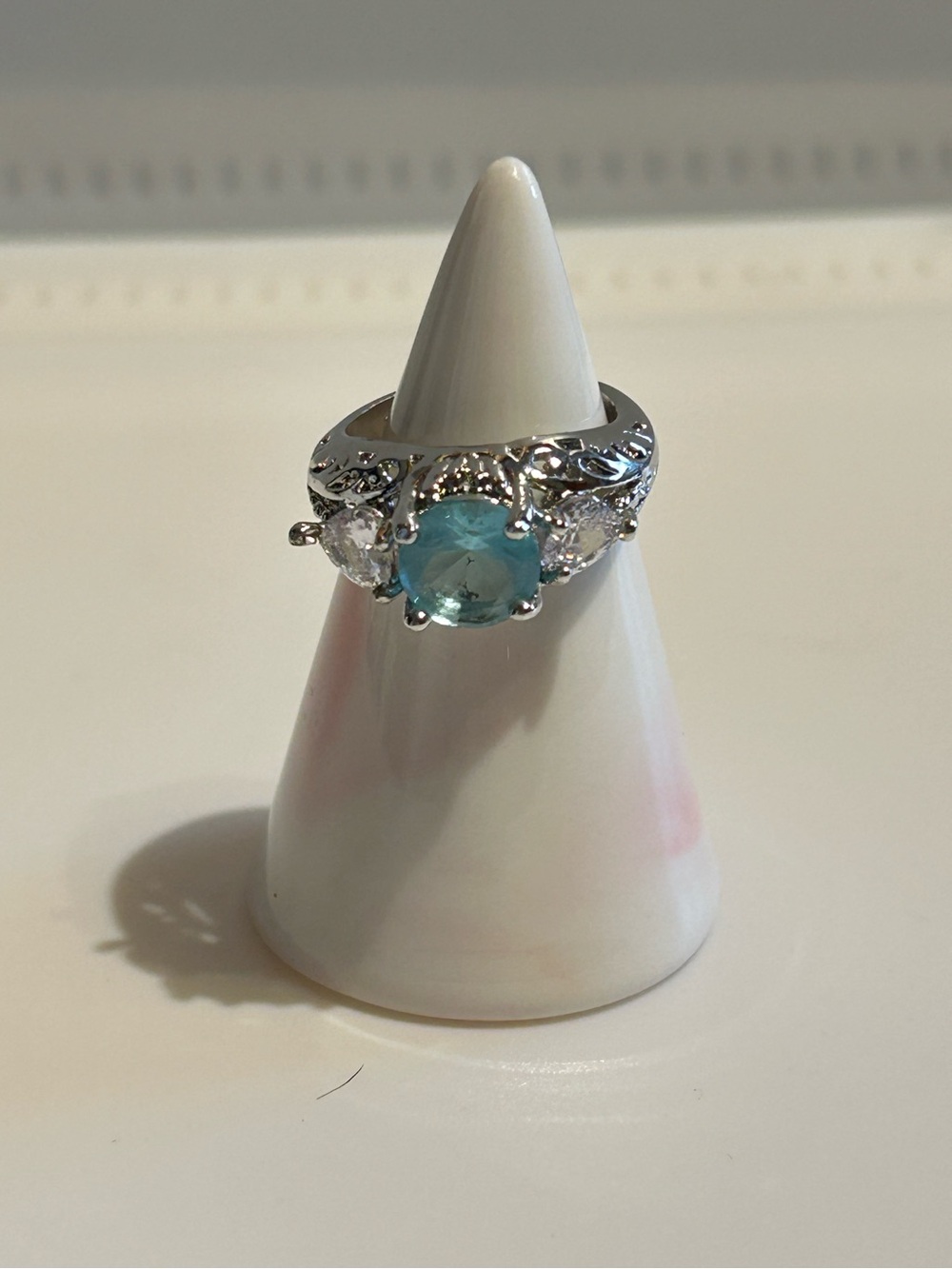 925 Silver Ring with Aquamarine Stone Size 5.5